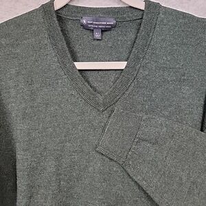 HART SCHAFFNER MARX Extra Fine Merino Wool Pullover V-Neck Sweater Green Men XLT